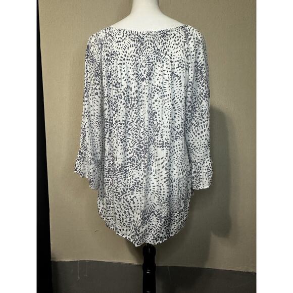 Zac & Rachel Women’s Top Blouse 1X Plus Size Flowy Elastic Neckline Long Sleeve - Picture 4 of 13